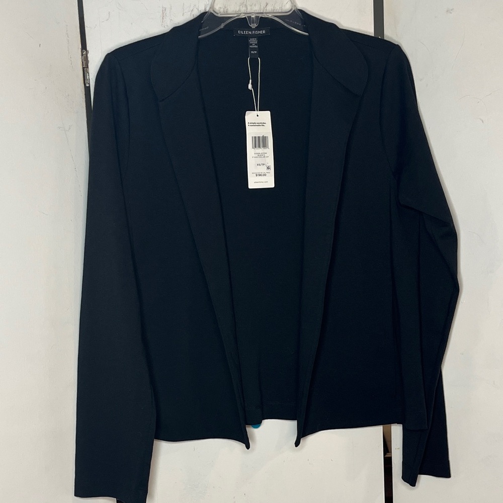 Eileen Fisher Women's Cotton Bled Ponte Black Blazer